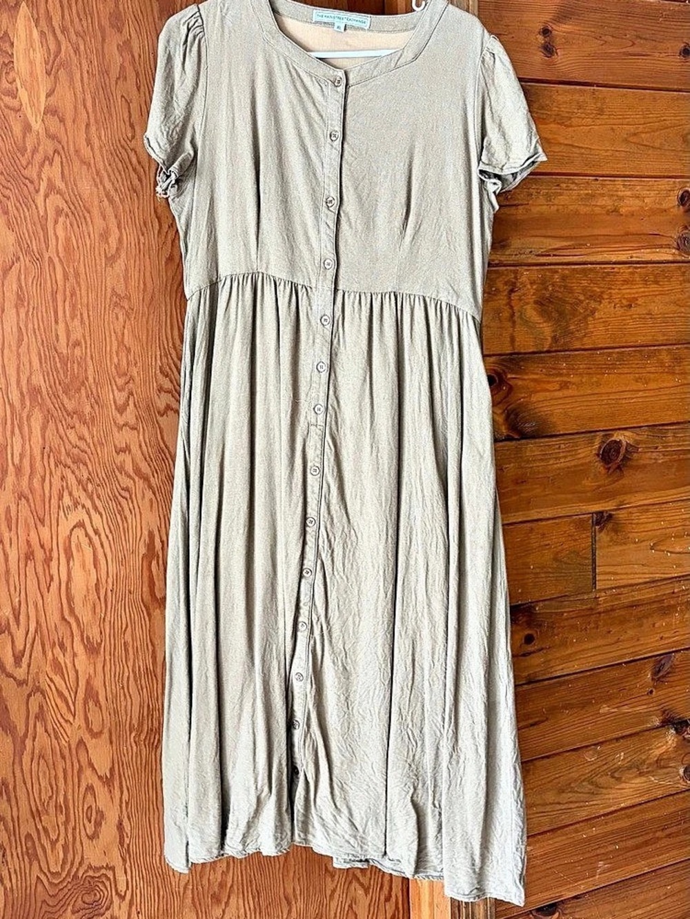 The Main Street Exchange Adeline Button Down A-Line Midi Dress Maxi Dress Brown